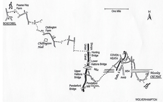 Boscobel to Moseley Map
